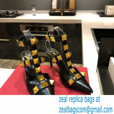Valentino Heel 8cm Calfskin Roman Stud Pumps Black 2021