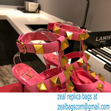 Valentino Heel 8cm Calfskin Roman Stud Pumps Pink 2021 - Click Image to Close