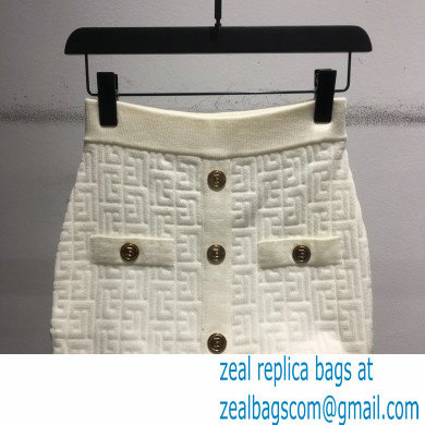 balmain knitted skirt white 2021