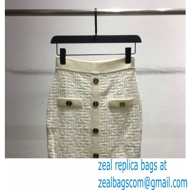 balmain knitted skirt white 2021