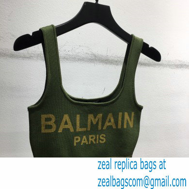 balmain logo print bralette green 2021