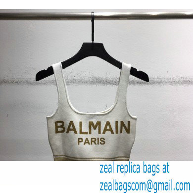 balmain logo print bralette white 2021