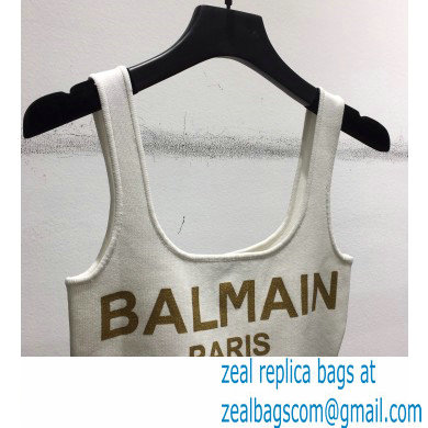 balmain logo print bralette white 2021