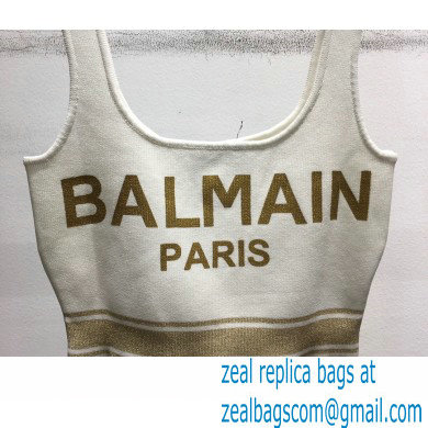 balmain logo print bralette white 2021