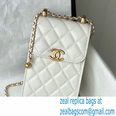 chanel phone holder with Chain white