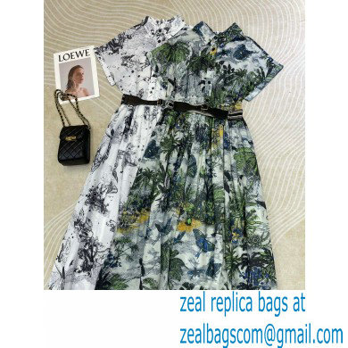 dior palm and butterfly print mid-length DRESS
