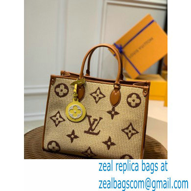 louis vuitton Monogram Raffia OnTheGo MM tote bag M57707 BROWN - Click Image to Close