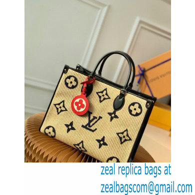 louis vuitton Monogram Raffia OnTheGo MM tote bag M57723 BLACK - Click Image to Close