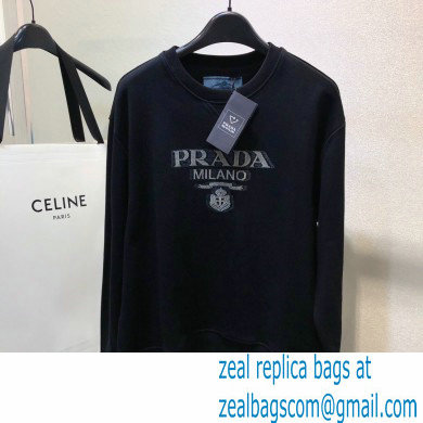 prada Oversized logo print jersey sweatshirt BLACK 2021 - Click Image to Close