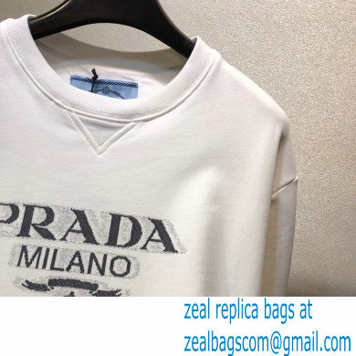 prada Oversized logo print jersey sweatshirt WHITE 2021 - Click Image to Close