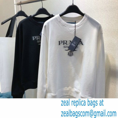 prada Oversized logo print jersey sweatshirt WHITE 2021 - Click Image to Close