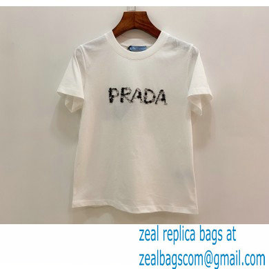 prada logo print white T-shirt 2021