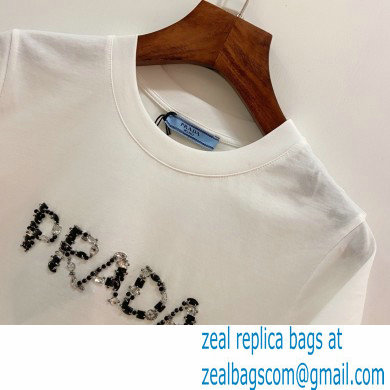 prada logo print white T-shirt 2021 - Click Image to Close