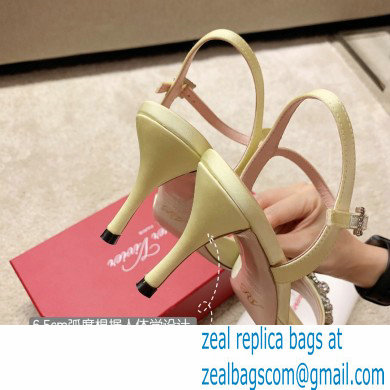 roger vivier 6.5CM HEEL Flower Strass Buckle Sandals in Satin yellow - Click Image to Close