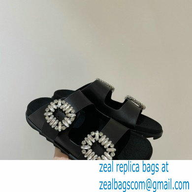 roger vivier Slidy Viv' Strass Buckle Mules in LEATHER BLACK