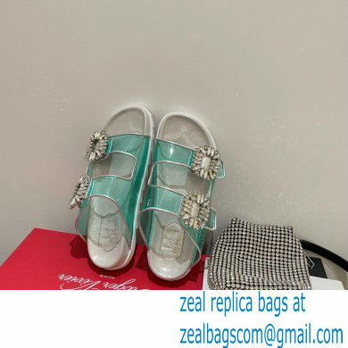 roger vivier Slidy Viv' Strass Buckle Mules in PVC GREEN