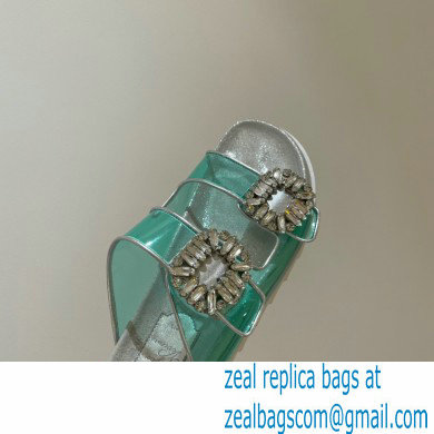 roger vivier Slidy Viv' Strass Buckle Mules in PVC GREEN