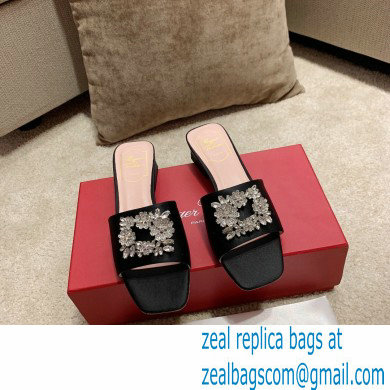 roger vivier heel 2.5cm Bouquet Strass Buckle Mules in satin black - Click Image to Close