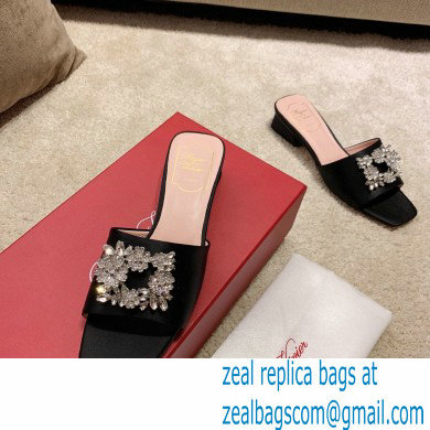 roger vivier heel 2.5cm Bouquet Strass Buckle Mules in satin black