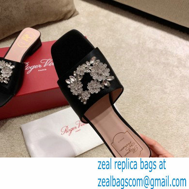 roger vivier heel 2.5cm Bouquet Strass Buckle Mules in satin black