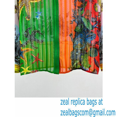 versace starfish print silk shirt green 2021 - Click Image to Close