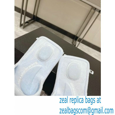 Alexander Wang Lana Padded Velour Crystal Logo Slippers Light Blue 2021 - Click Image to Close