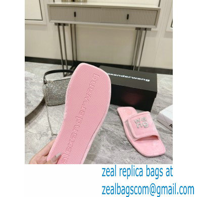 Alexander Wang Lana Padded Velour Crystal Logo Slippers Pink 2021