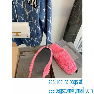 Balenciaga Fake Shearling Cosy BB Mules Pink 2021