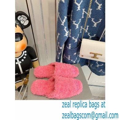 Balenciaga Fake Shearling Cosy BB Mules Pink 2021 - Click Image to Close