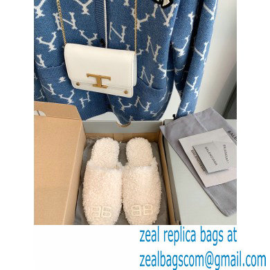 Balenciaga Fake Shearling Cosy BB Mules White 2021