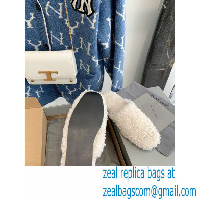 Balenciaga Fake Shearling Cosy BB Mules White 2021 - Click Image to Close