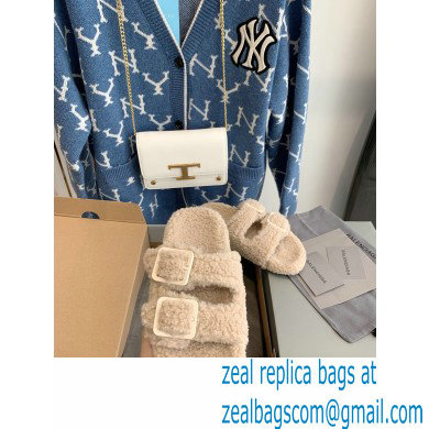 Balenciaga Fake Shearling Mallorca Sandals Beige 2021