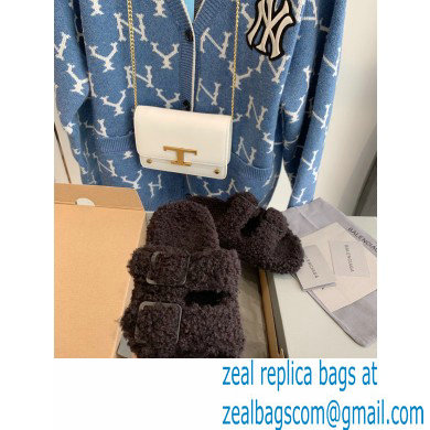 Balenciaga Fake Shearling Mallorca Sandals Black 2021