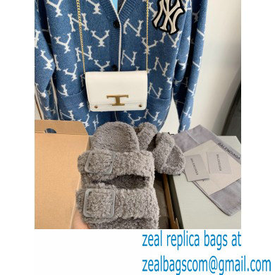 Balenciaga Fake Shearling Mallorca Sandals Gray 2021