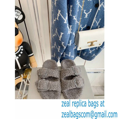 Balenciaga Fake Shearling Mallorca Sandals Gray 2021 - Click Image to Close