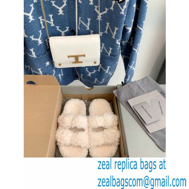 Balenciaga Fake Shearling Mallorca Sandals White 2021