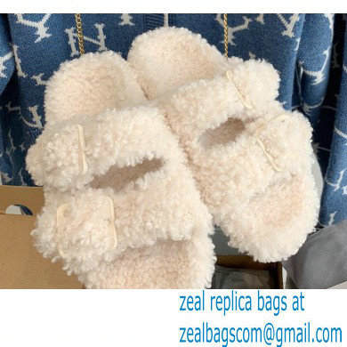 Balenciaga Fake Shearling Mallorca Sandals White 2021