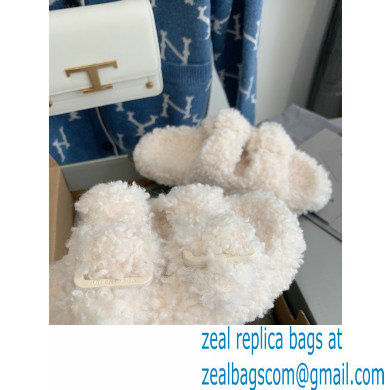 Balenciaga Fake Shearling Mallorca Sandals White 2021