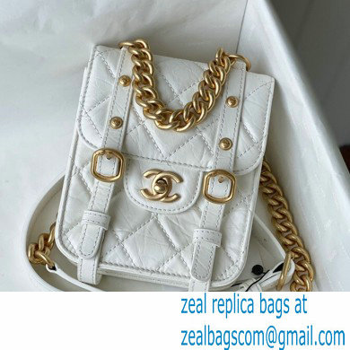 Chanel Aged Calfskin Vintage Messenger Mini Flap Bag AS2695 White 2021