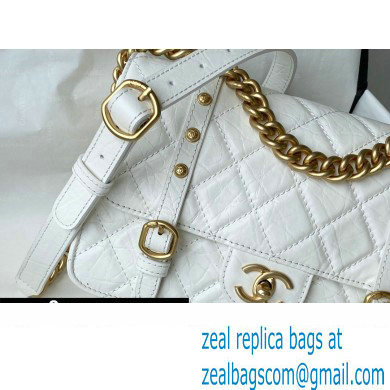 Chanel Aged Calfskin Vintage Messenger Small Flap Bag AS2696 White 2021