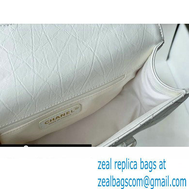 Chanel Aged Calfskin Vintage Messenger Small Flap Bag AS2696 White 2021