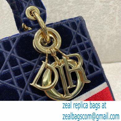 DIOR Blue Velvet Cannage Embroidery MEDIUM LADY D-LITE BAG 2021