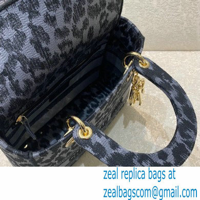 DIOR Gray Mizza Embroidery MEDIUM LADY D-LITE BAG 2021