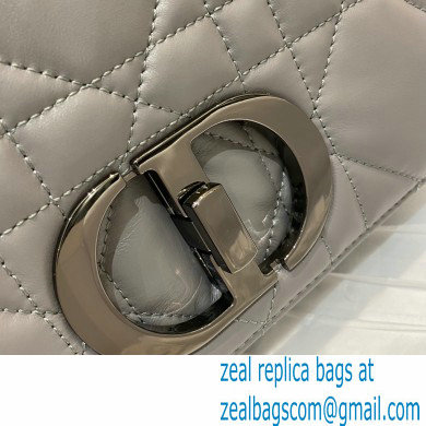 DIOR gray Quilted Macrocannage Calfskin SMALL DIOR CARO BAG