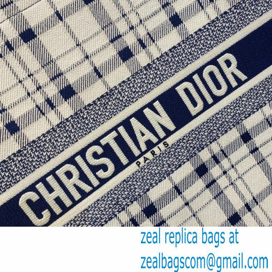 Dior Book Tote Bag in Blue Check'n'Dior Embroidery 2021