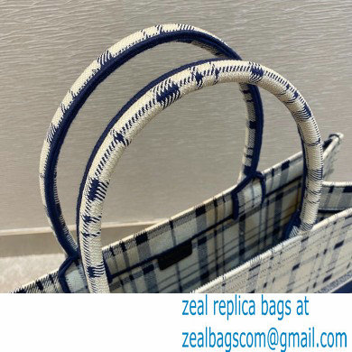 Dior Book Tote Bag in Blue Check'n'Dior Embroidery 2021