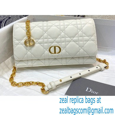 Dior Caro Belt Pouch with Chain Bag White 2021