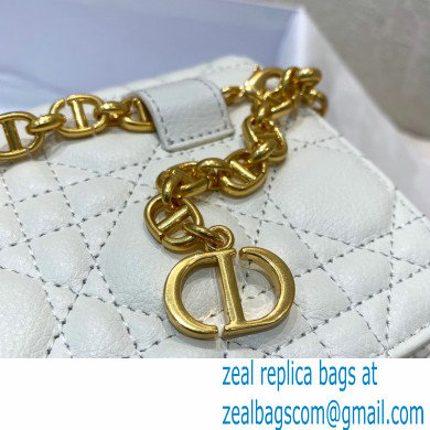 Dior Caro Belt Pouch with Chain Bag White 2021