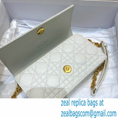 Dior Caro Belt Pouch with Chain Bag White 2021