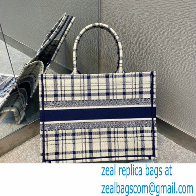 Dior Small Book Tote Bag in Blue Check'n'Dior Embroidery 2021 - Click Image to Close